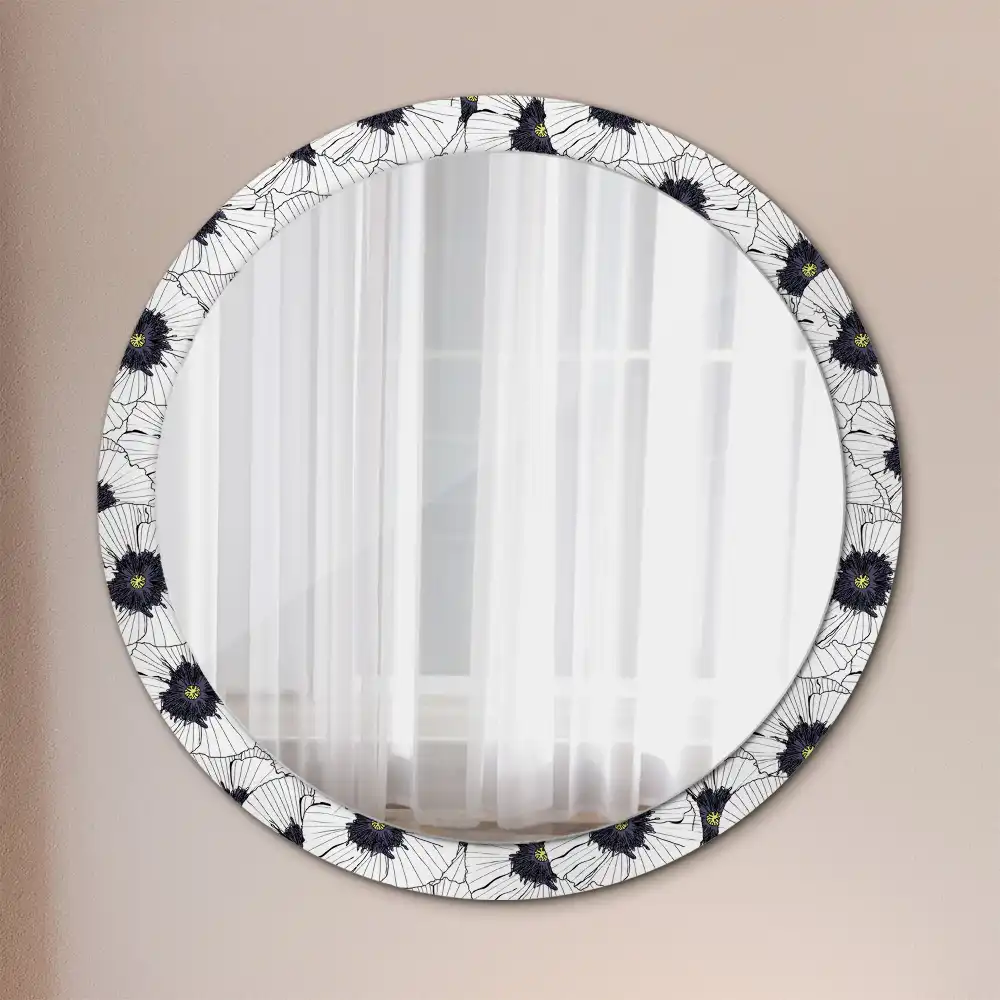 Round wall mirror decor Flower arrangement