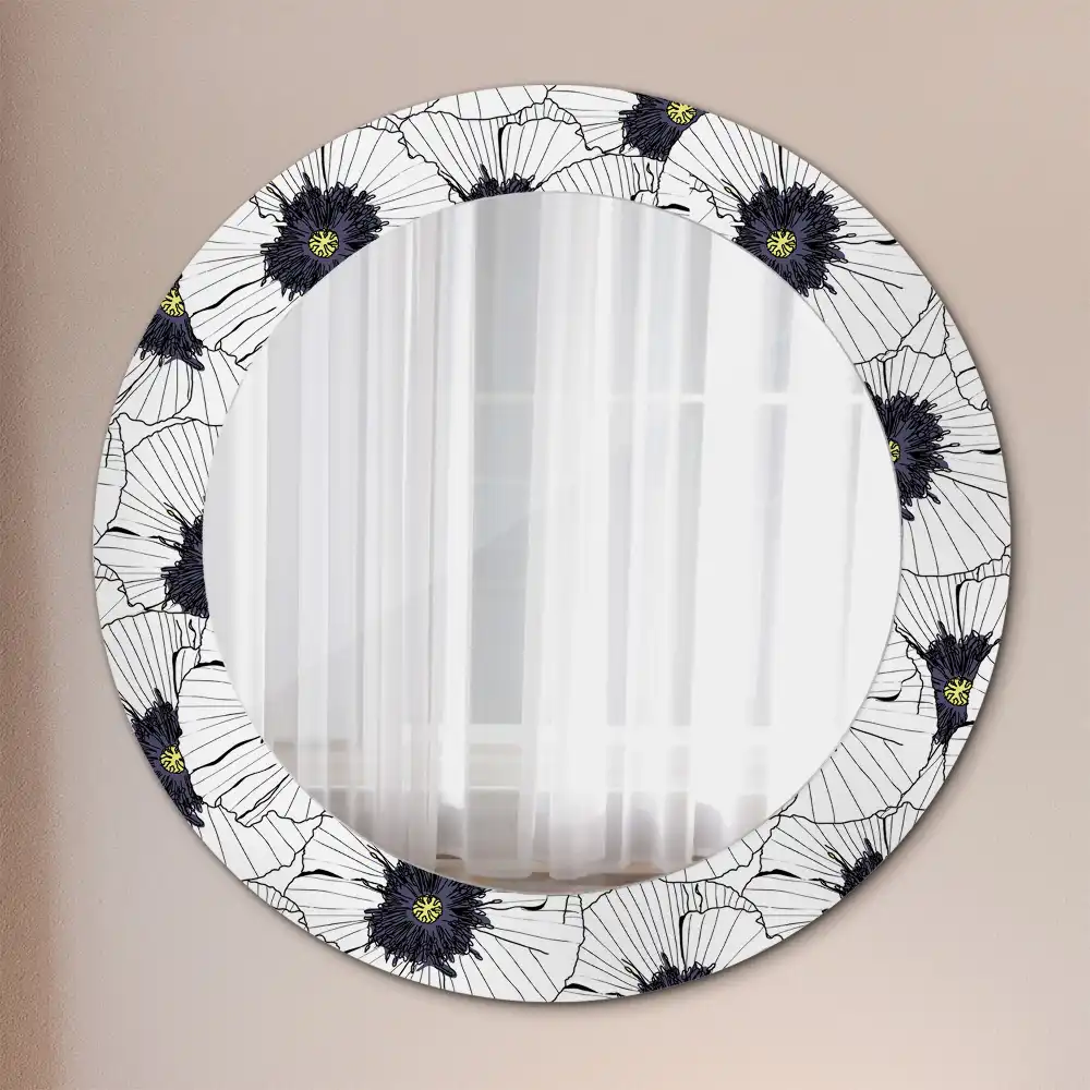Round wall mirror decor Flower arrangement