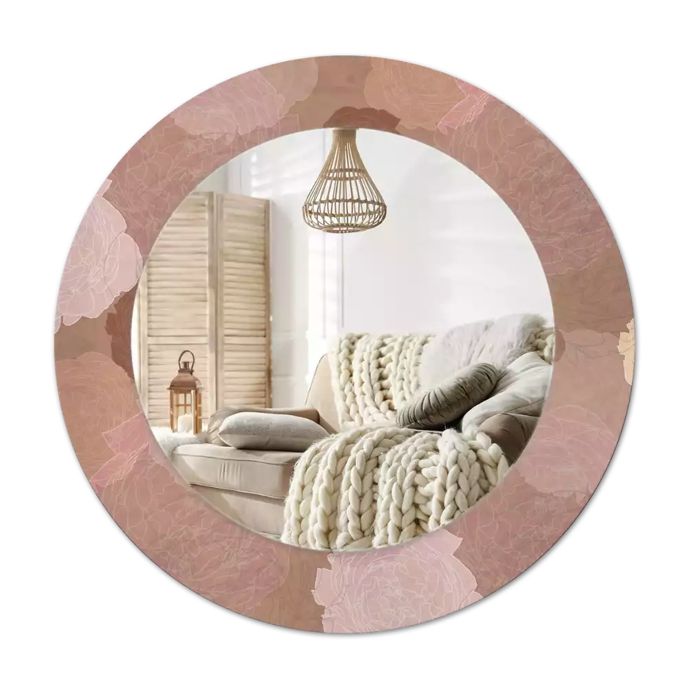 Round mirror frame with print Roses composition