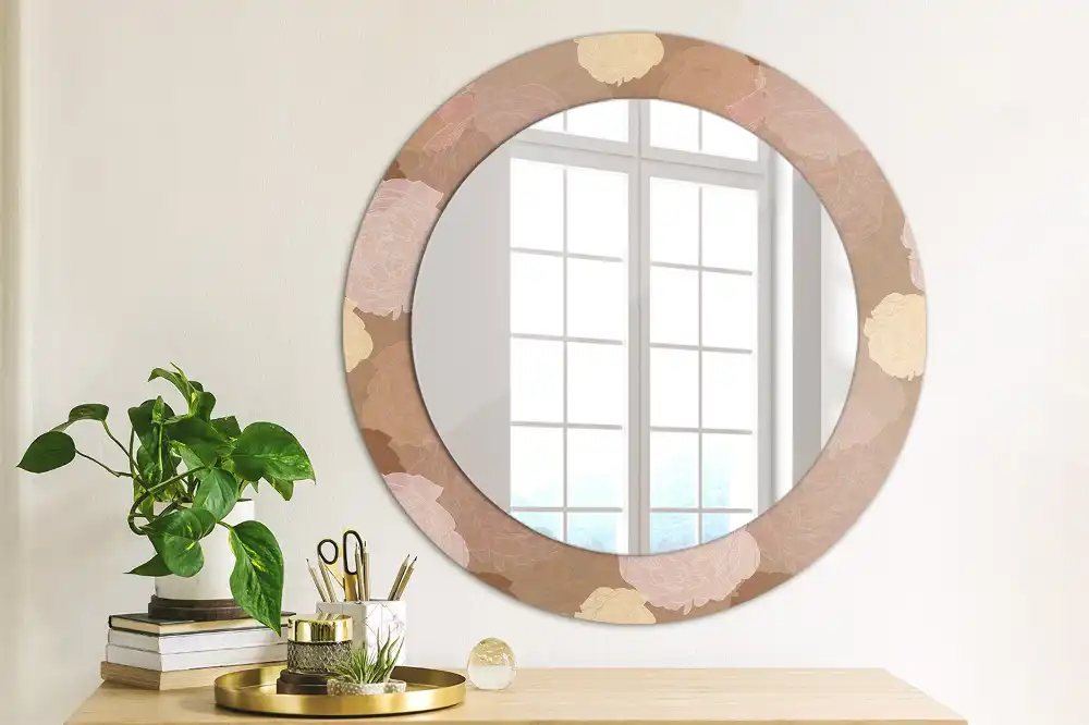 Round mirror frame with print Roses composition