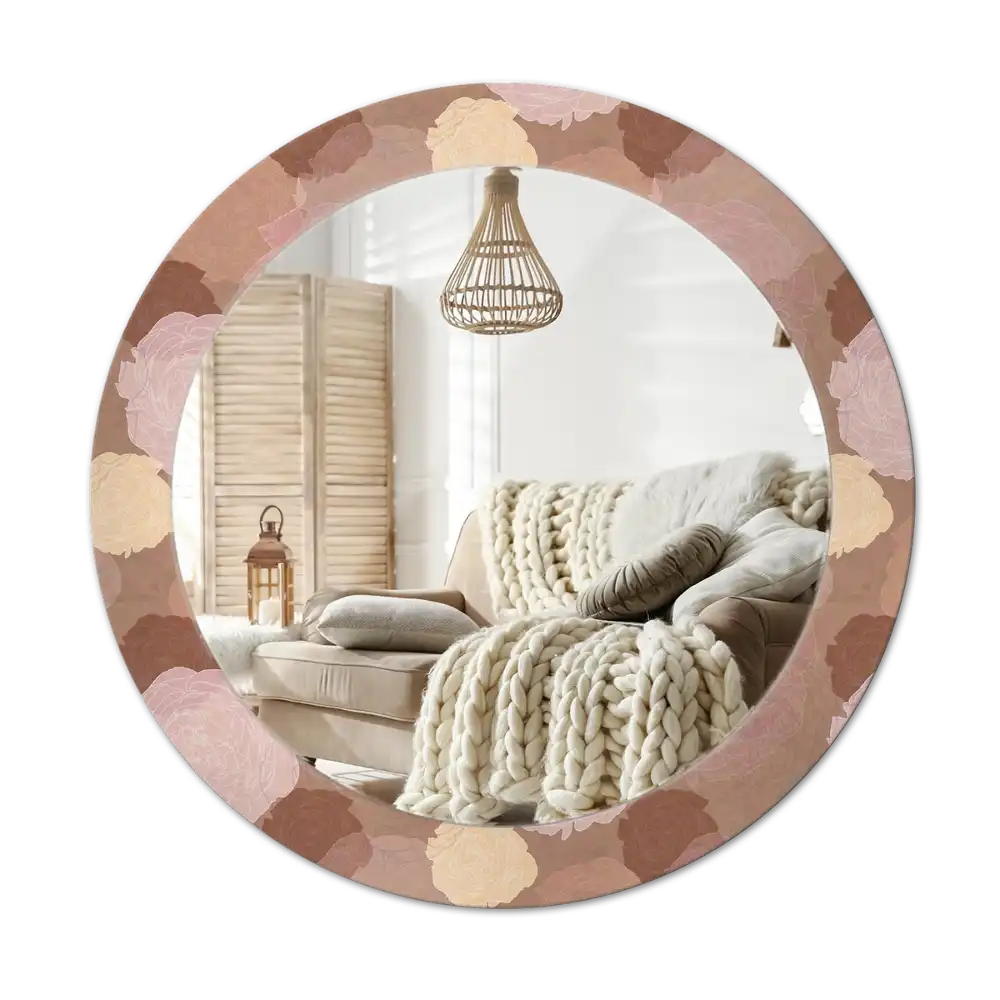 Round mirror frame with print Roses composition
