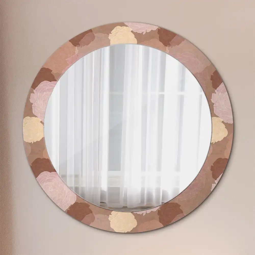 Round mirror frame with print Roses composition