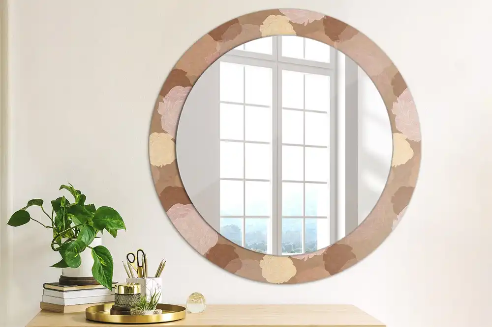 Round mirror frame with print Roses composition