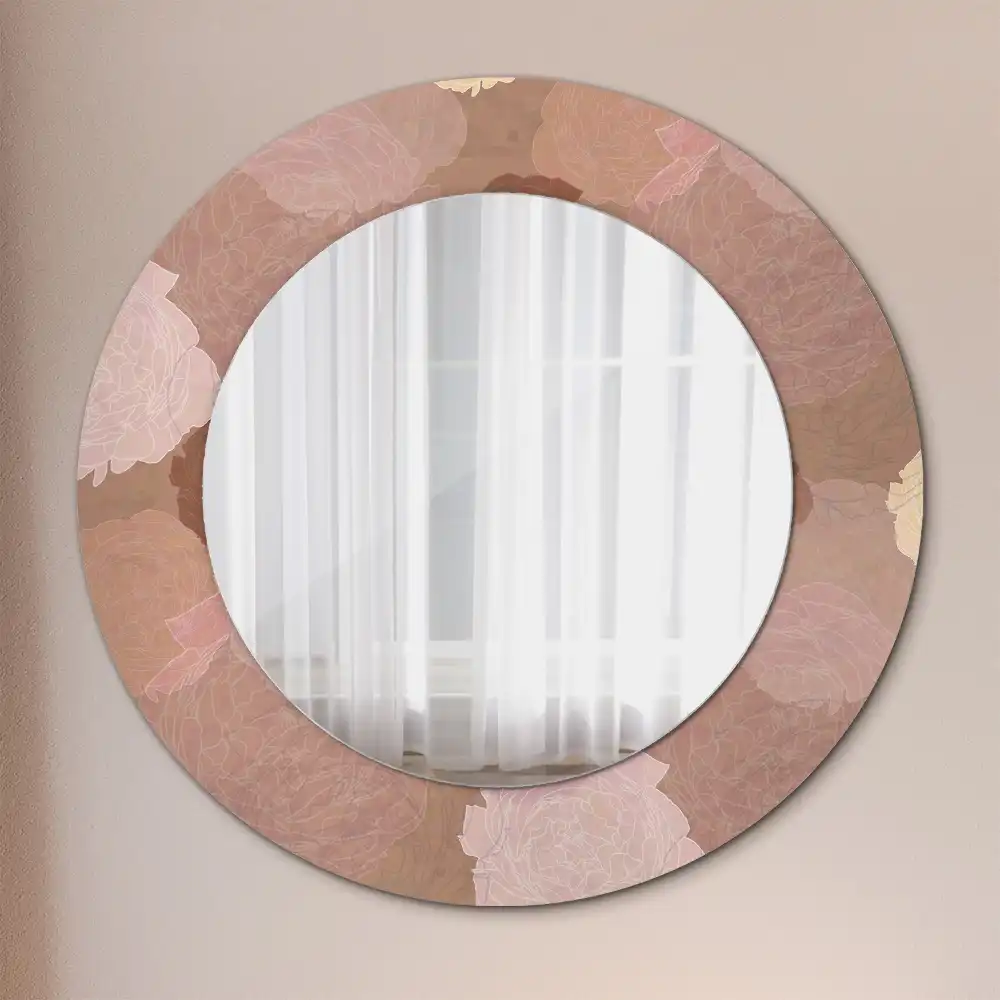 Round mirror frame with print Roses composition