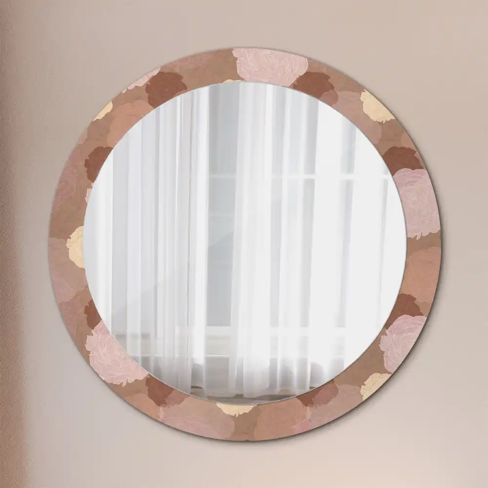 Round mirror frame with print Roses composition