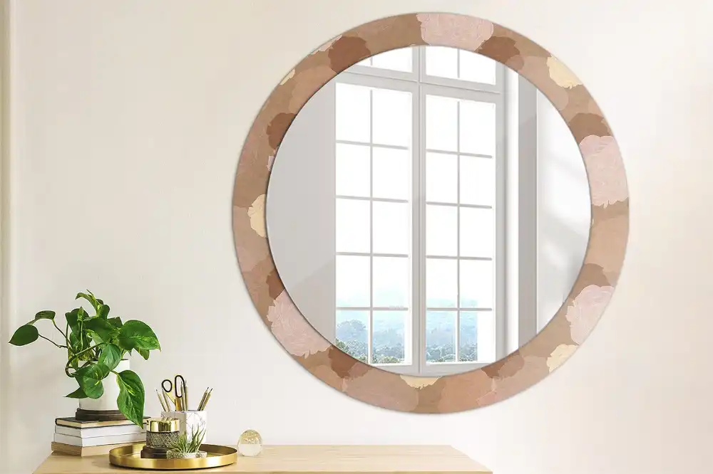 Round mirror frame with print Roses composition