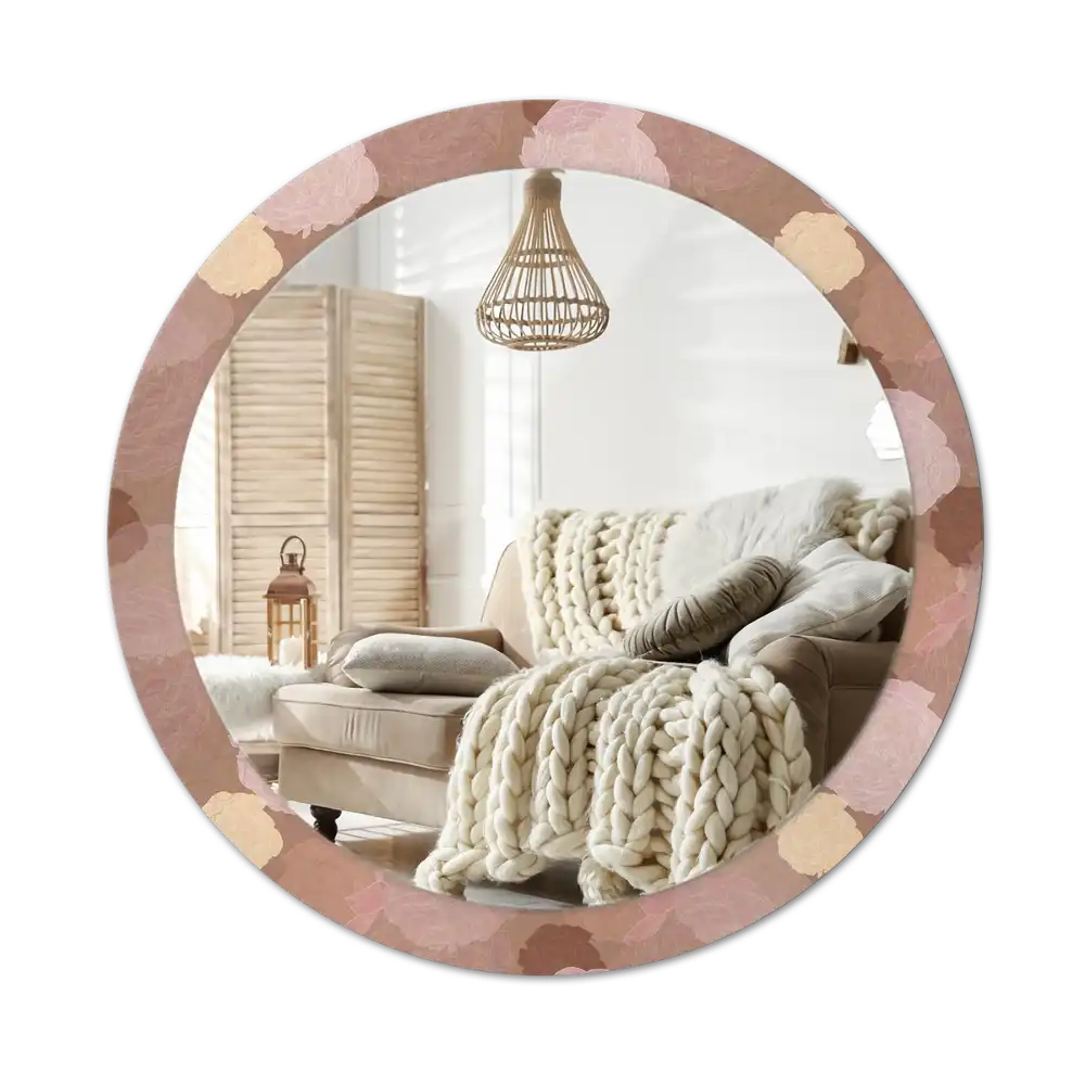 Round mirror frame with print Roses composition