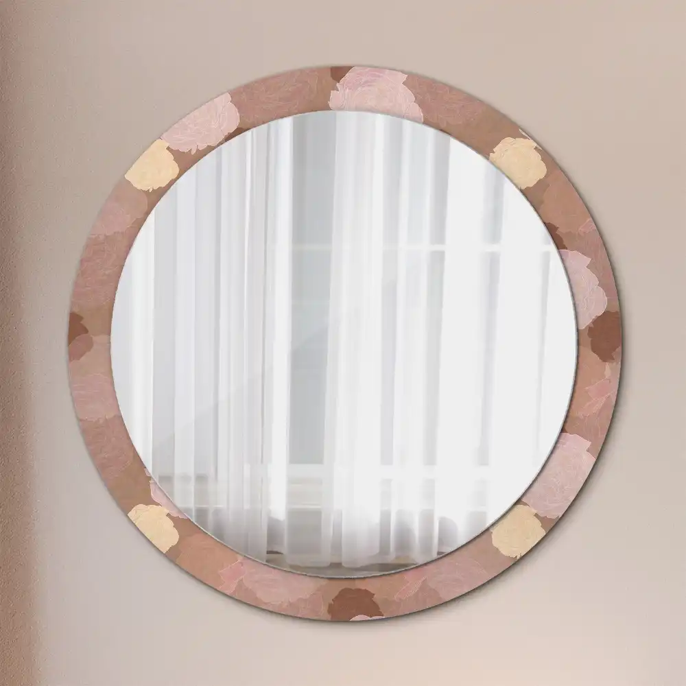 Round mirror frame with print Roses composition