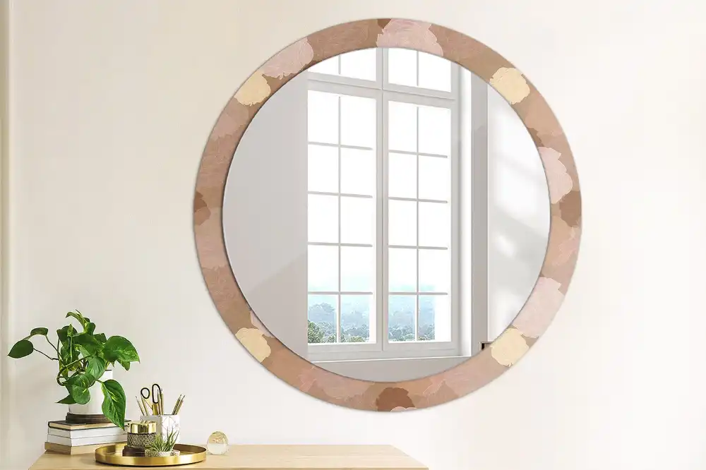 Round mirror frame with print Roses composition