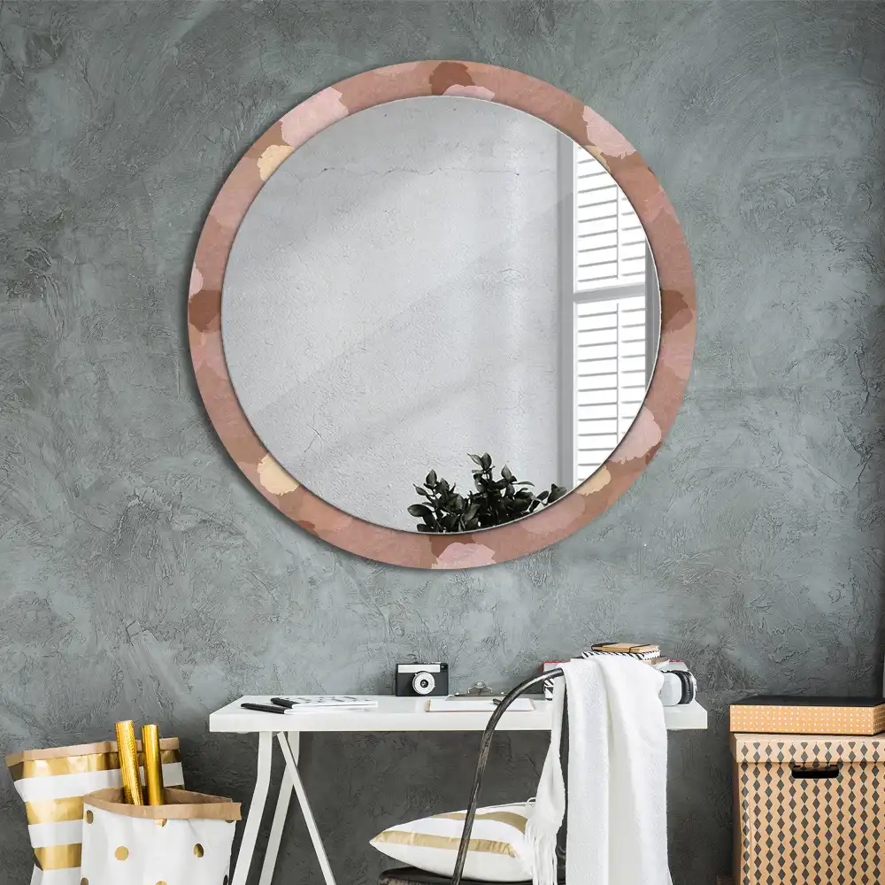 Round mirror frame with print Roses composition