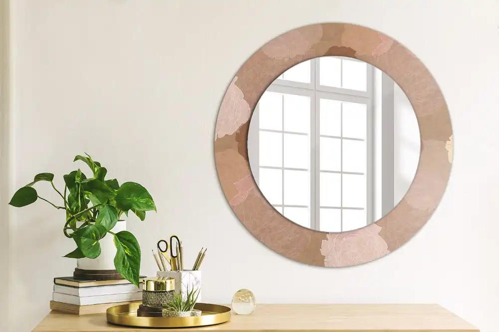 Round mirror frame with print Roses composition