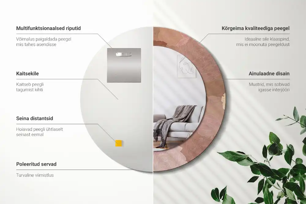 Round mirror frame with print Roses composition