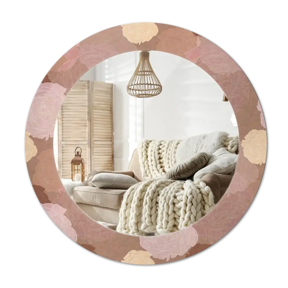 Round mirror frame with print Roses composition