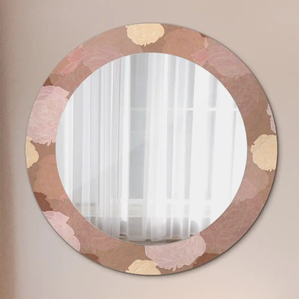 Round mirror frame with print Roses composition