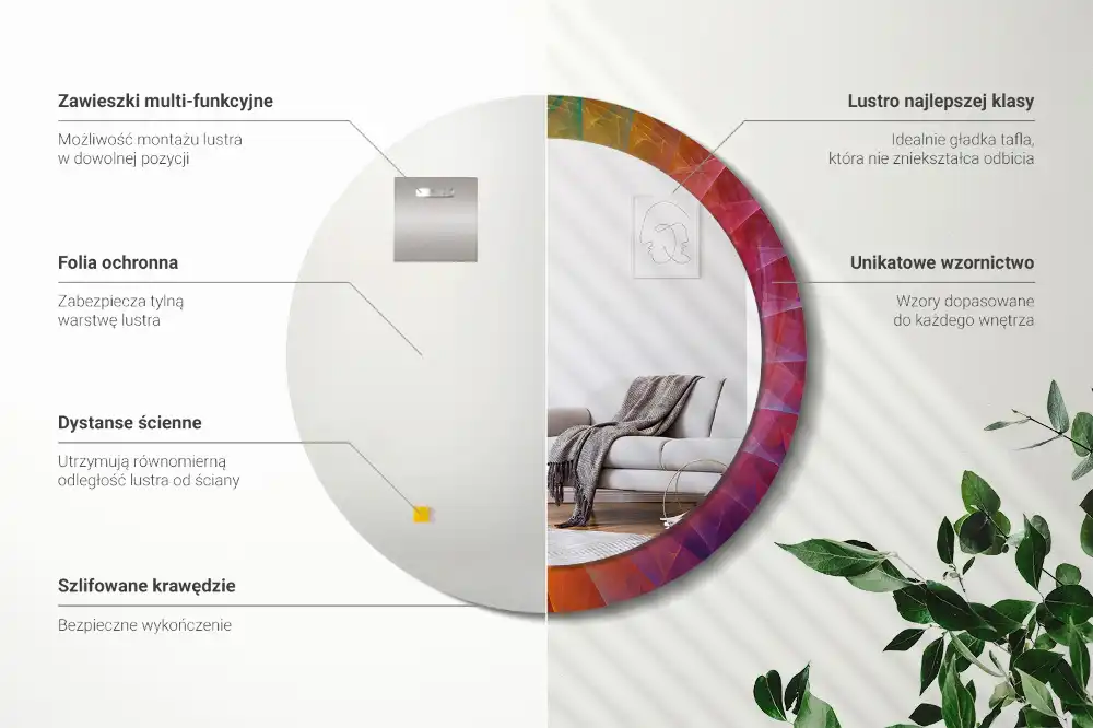 Round printed mirror Color palette