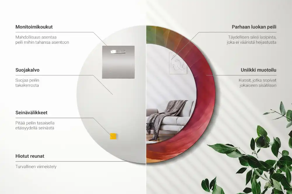 Round printed mirror Color palette