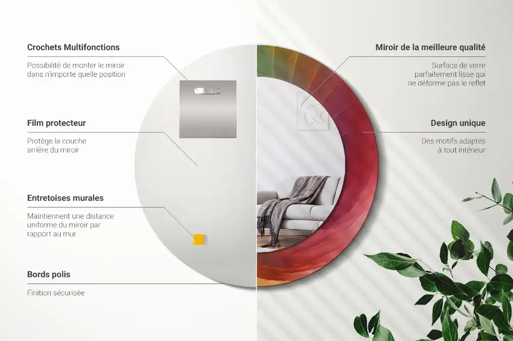 Round printed mirror Color palette