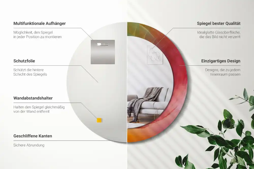 Round printed mirror Color palette