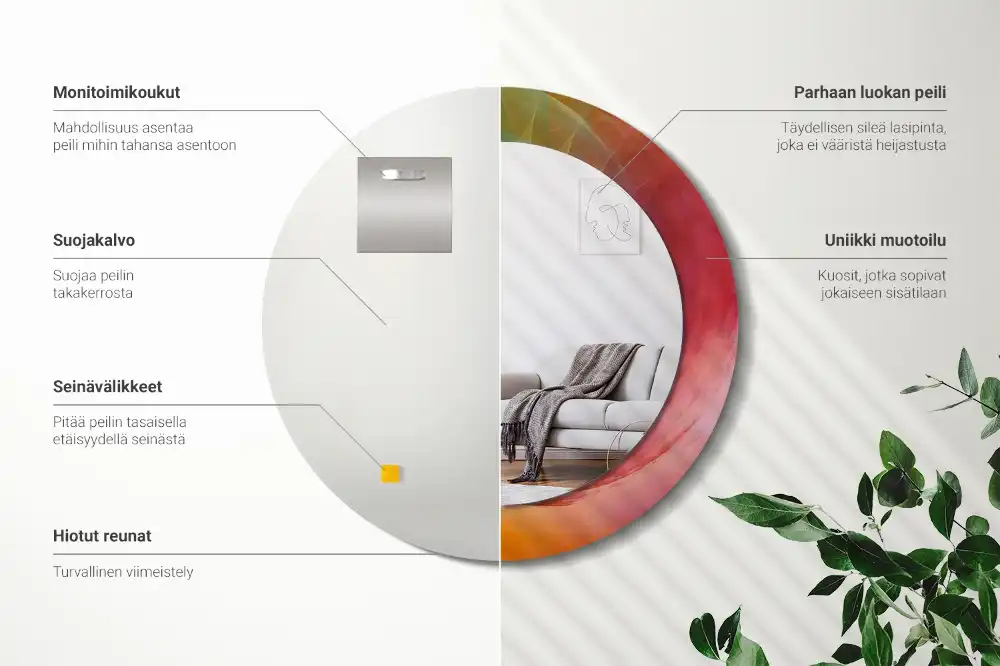 Round printed mirror Color palette