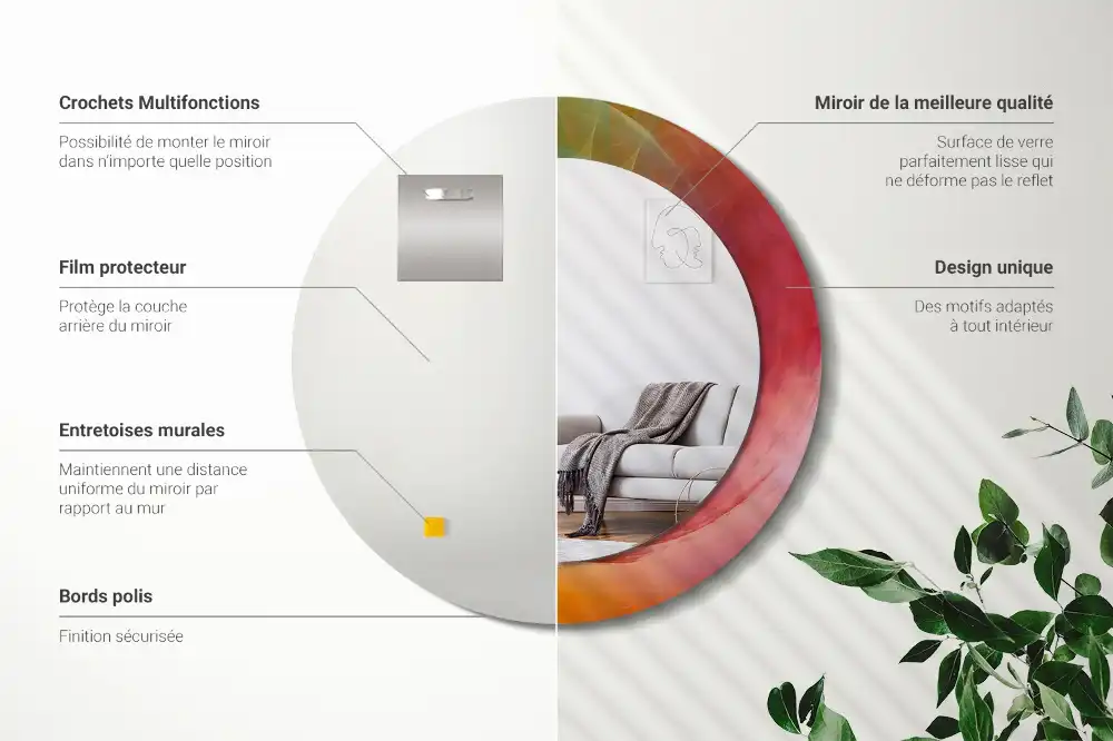 Round printed mirror Color palette