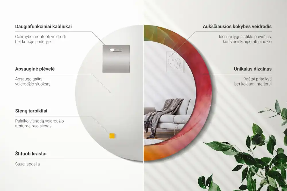 Round printed mirror Color palette