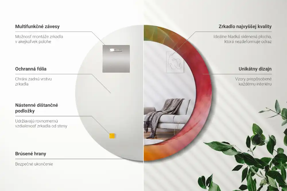 Round printed mirror Color palette