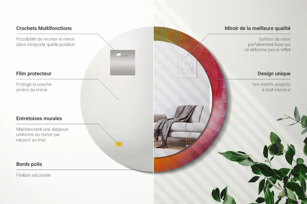 Round printed mirror Color palette