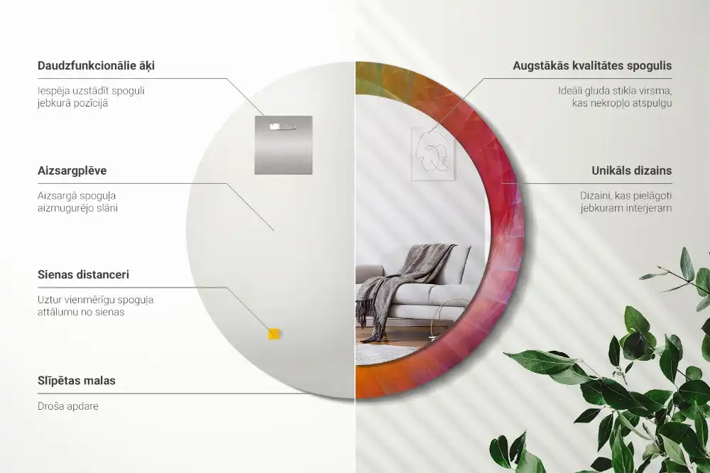 Round printed mirror Color palette