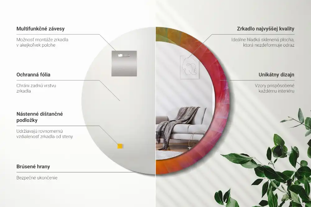 Round printed mirror Color palette