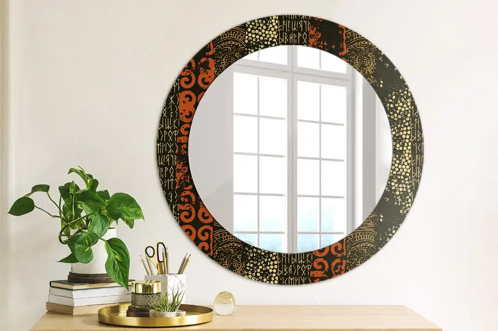 Round wall mirror decor Grunge pattern
