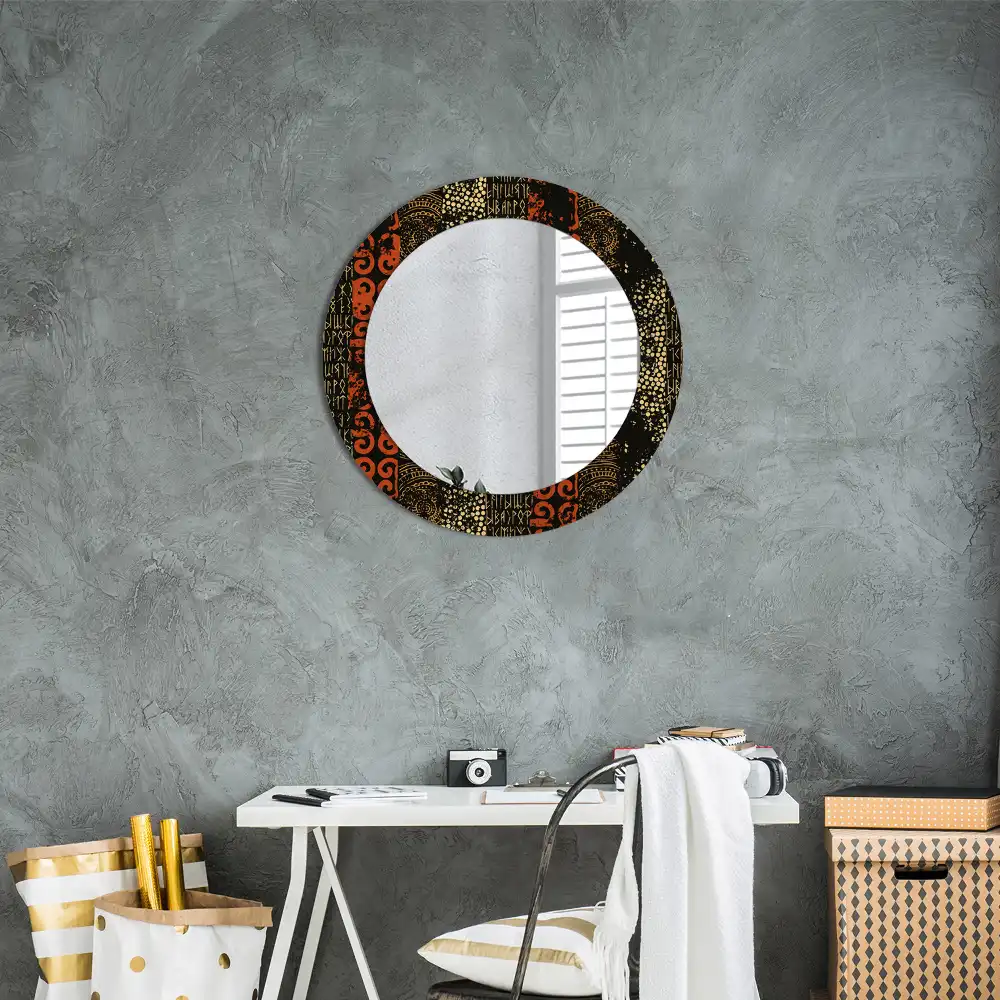 Round wall mirror decor Grunge pattern