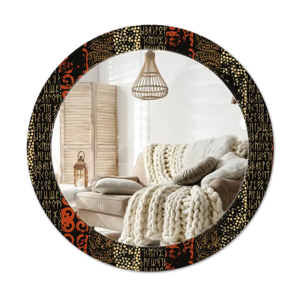 Round wall mirror decor Grunge pattern