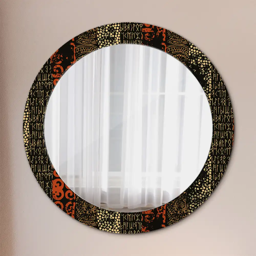 Round wall mirror decor Grunge pattern