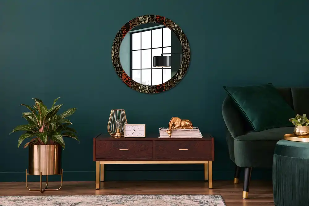 Round wall mirror decor Grunge pattern