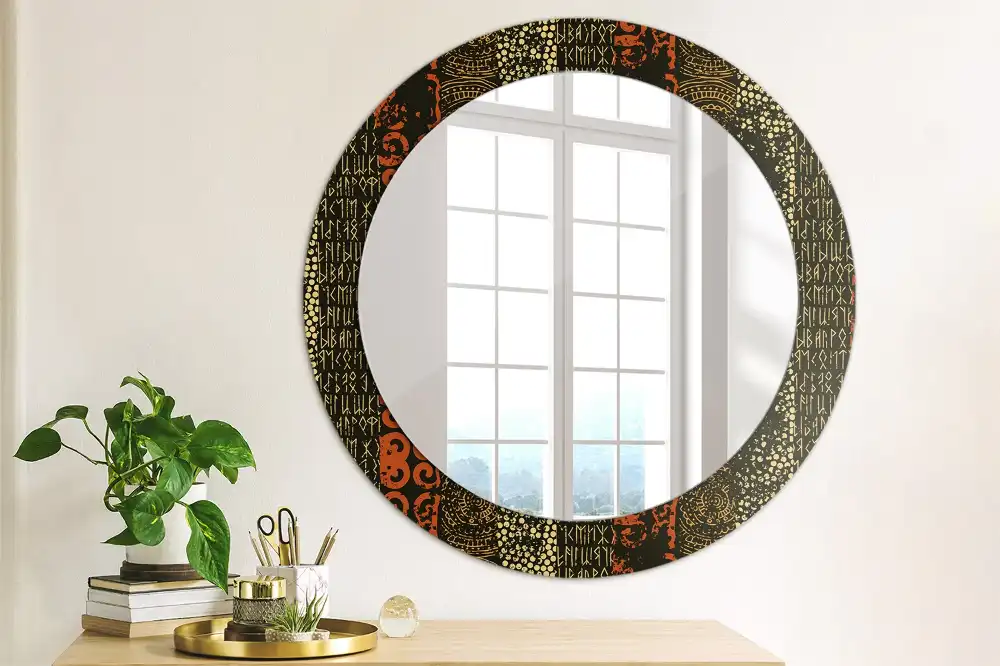 Round wall mirror decor Grunge pattern