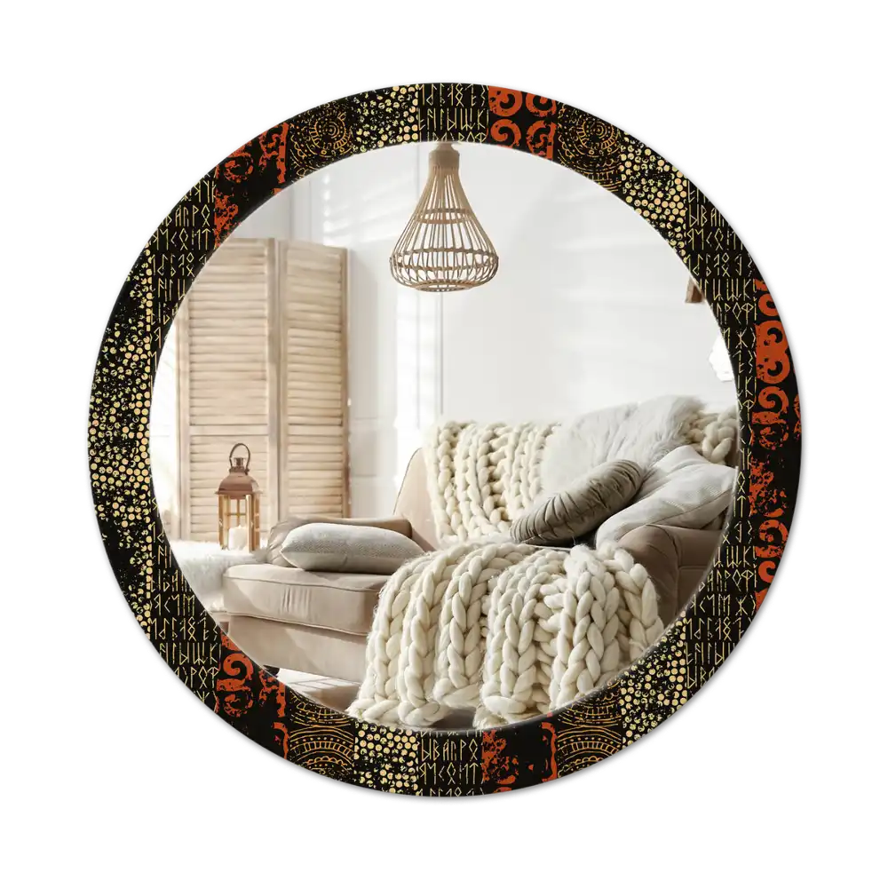 Round wall mirror decor Grunge pattern