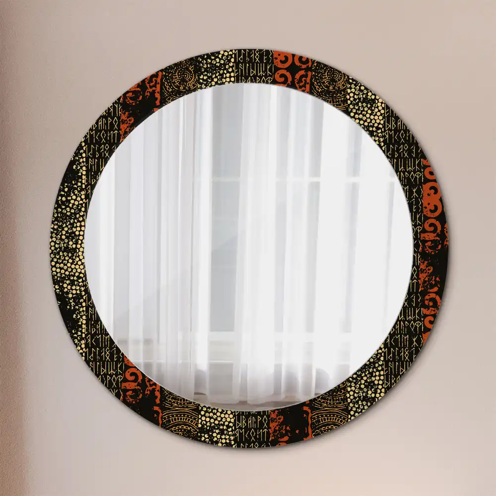 Round wall mirror decor Grunge pattern