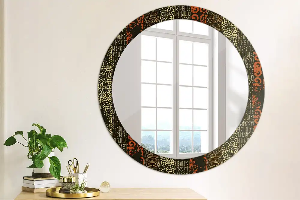 Round wall mirror decor Grunge pattern