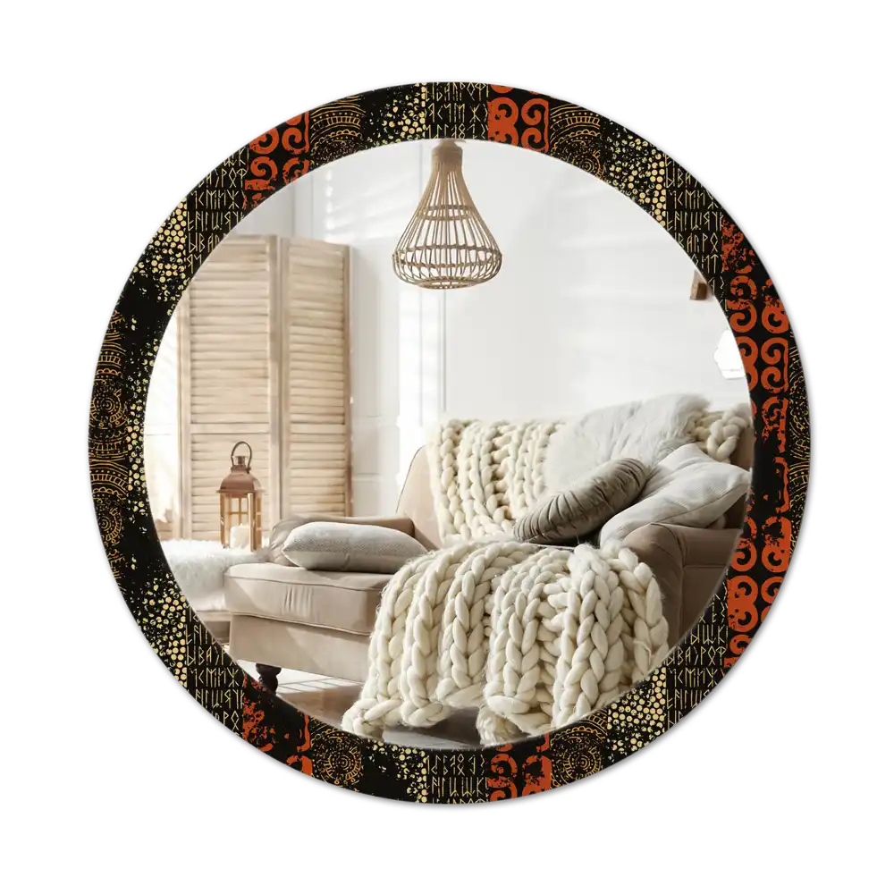 Round wall mirror decor Grunge pattern