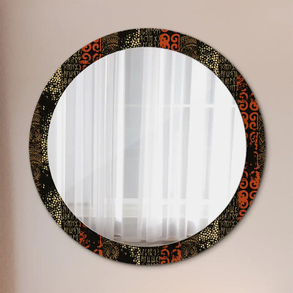 Round wall mirror decor Grunge pattern