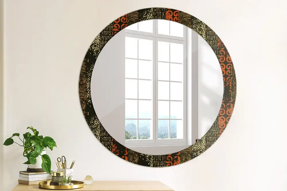 Round wall mirror decor Grunge pattern
