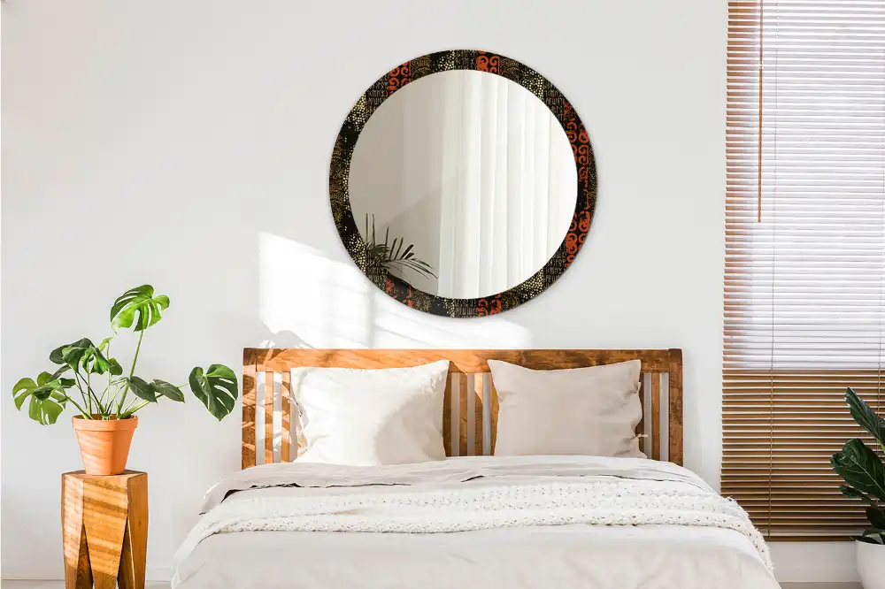 Round wall mirror decor Grunge pattern