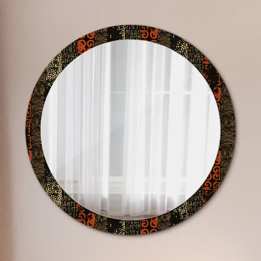 Round wall mirror decor Grunge pattern