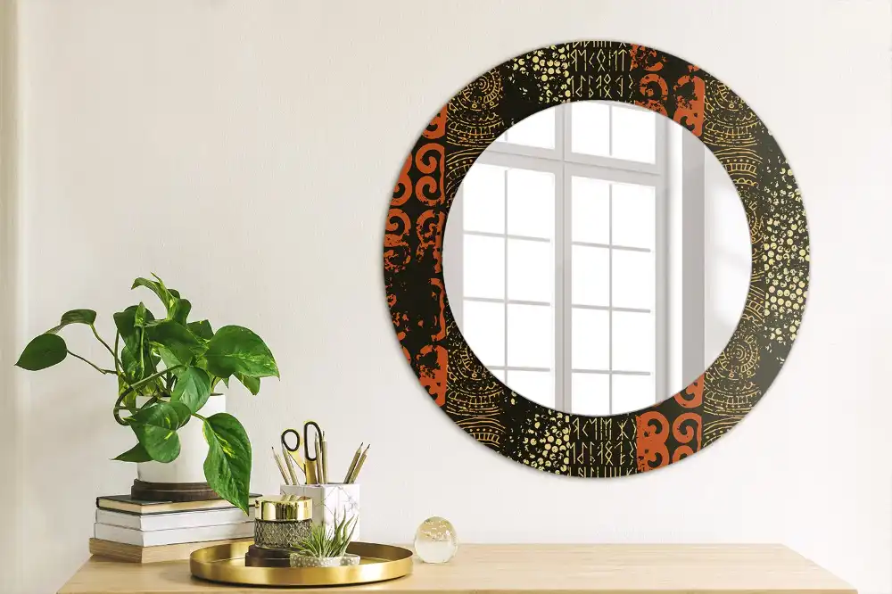 Round wall mirror decor Grunge pattern