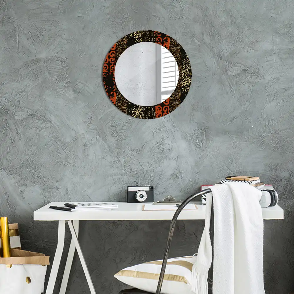 Round wall mirror decor Grunge pattern
