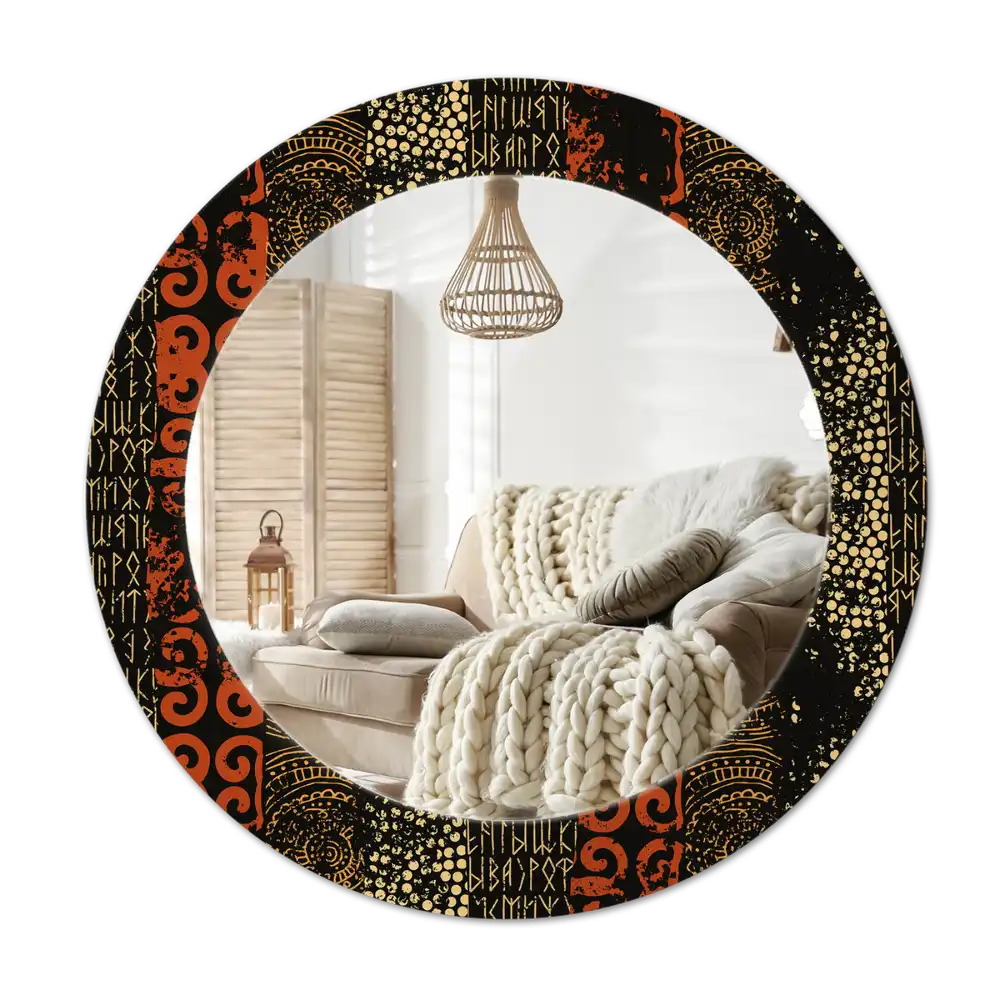 Round wall mirror decor Grunge pattern