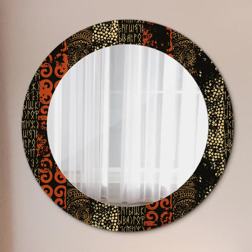Round wall mirror decor Grunge pattern