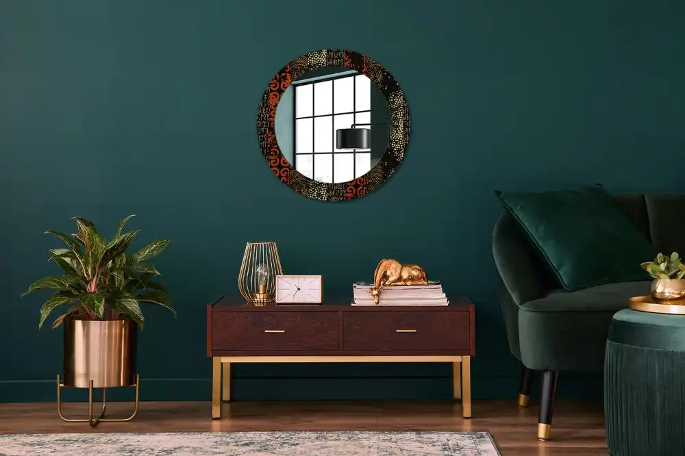 Round wall mirror decor Grunge pattern