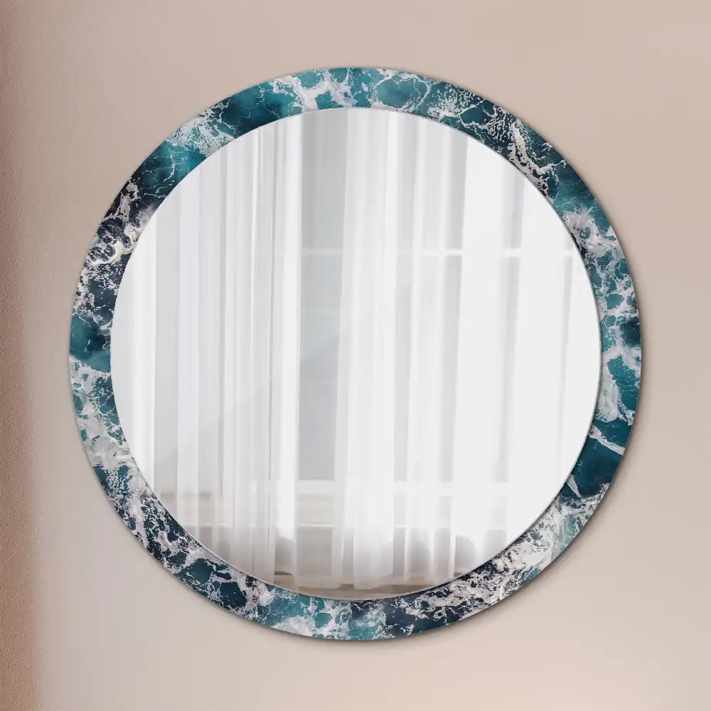 Round printed mirror Stormy sea