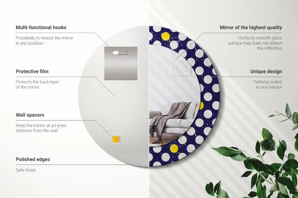 Round decorative mirror Retro polka dots